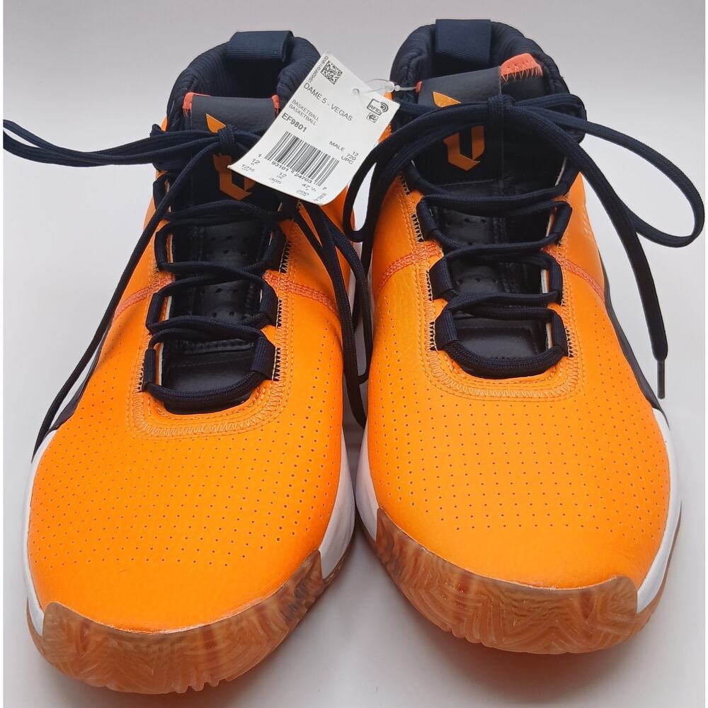 New w/o box Men's Dame 5 Vegas Sneakers. Orange/White/Legend Ink Size 12.5.
